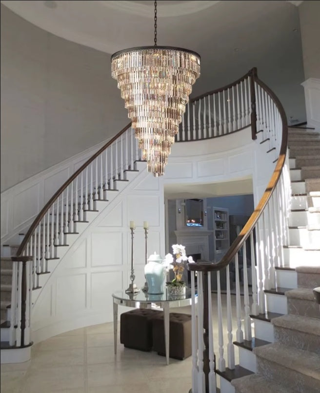 Luxury Tiered Crystal Chandelier for Foyer  Seus Lighting