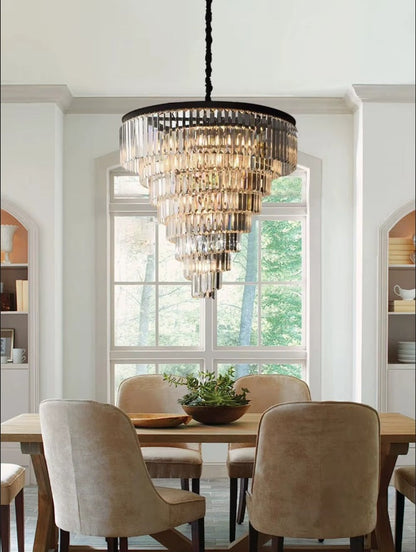 Luxury Tiered Crystal Chandelier for Foyer  Seus Lighting