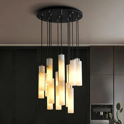 Marble Tube Chandelier for Living Room & Foyer  Seus Lighting