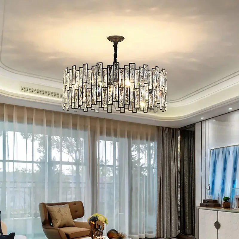 Round Black Crystal Chandelier Small/Medium  Seus Lighting