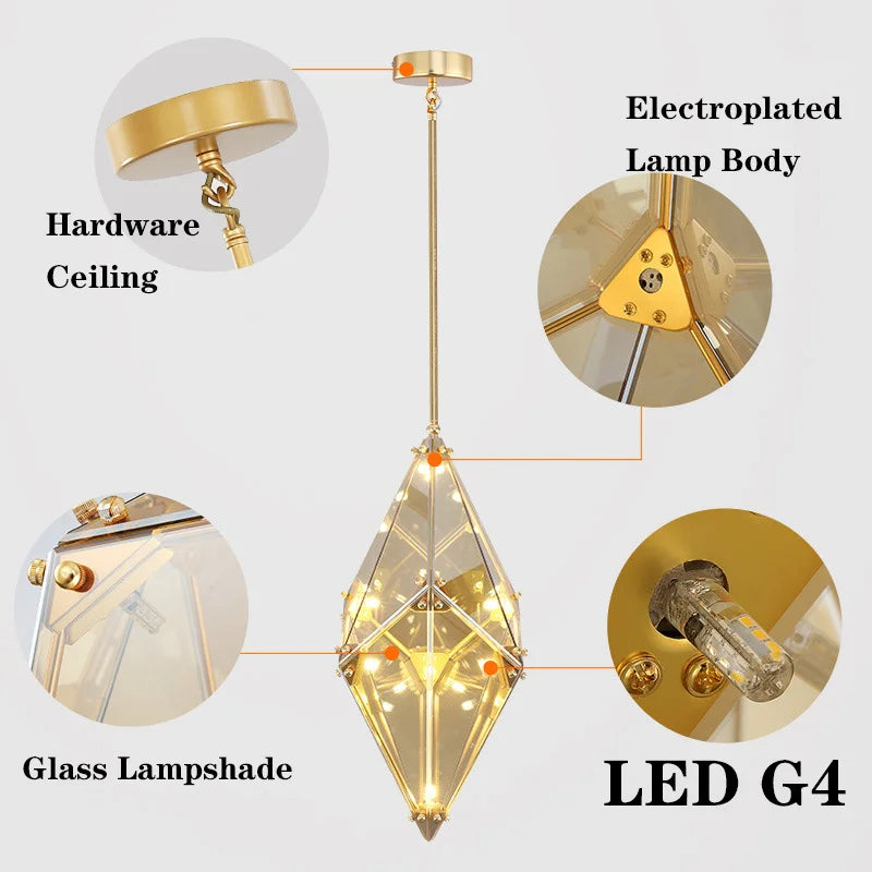 Modern Angular Diamond Style LED Pendant Light  Seus Lighting