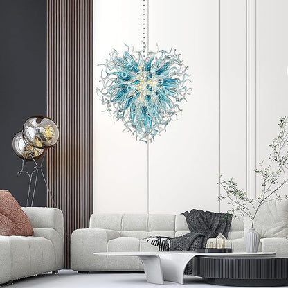 Modern Aqua Blue Glass Chandelier  Seus Lighting