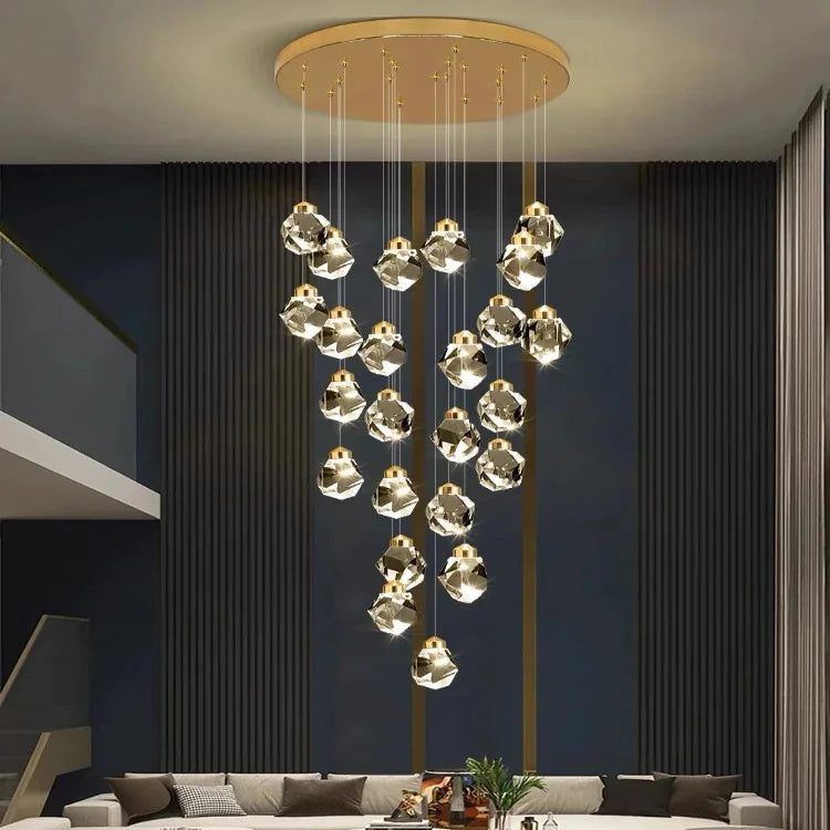 Modern Crystal Chandelier in Living Room