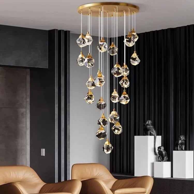 Modern Crystal Chandelier for High Ceiling Living Room  Seus Lighting