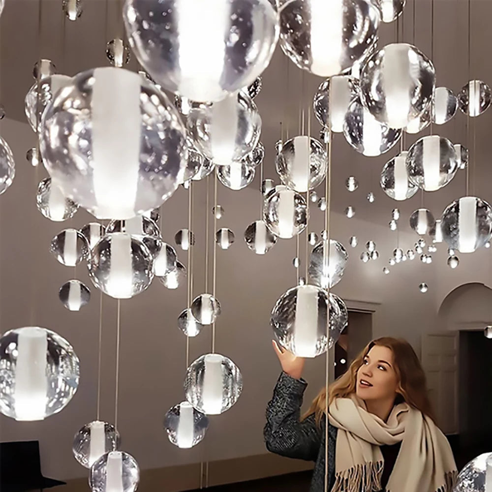 Modern Crystal Glass Bubble Chandelier for Foyer  Seus Lighting