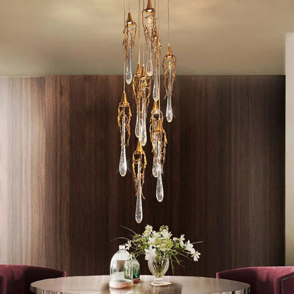 Modern Crystal  Glass Drops Chandelier for Staircase  Seus Lighting