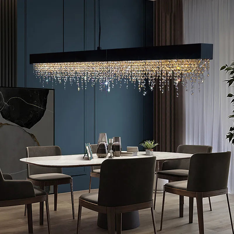 Modern Crystal Rectangular Dining Table Chandelier