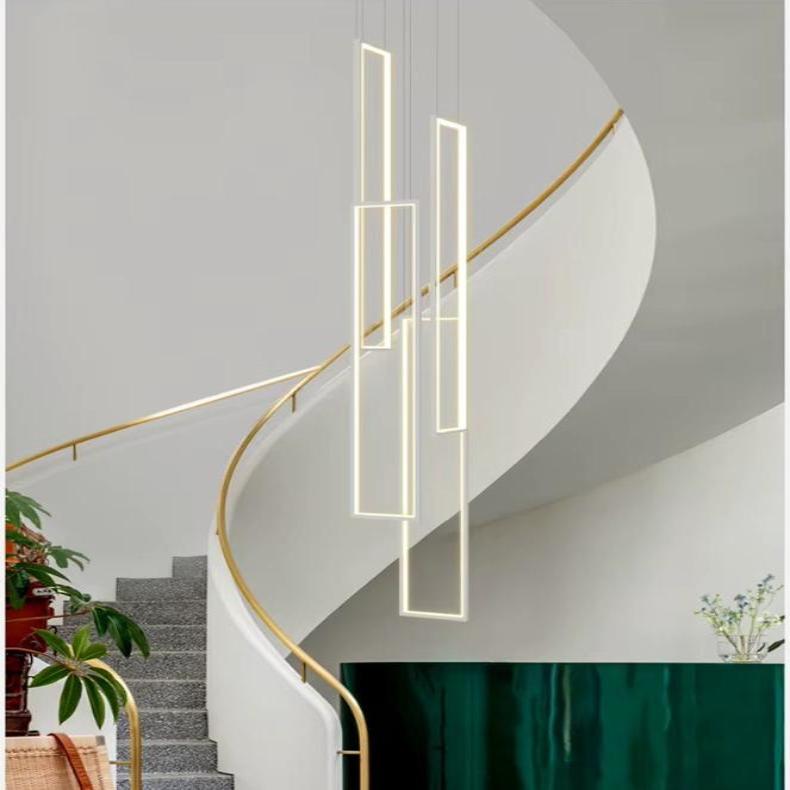 Modern Large Vertical Rectangle Chandelier For Staircase  Seus Lighting