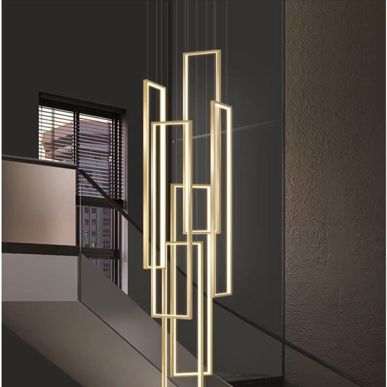 Modern Large Vertical Rectangle Chandelier For Staircase  Seus Lighting