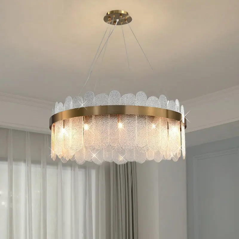 Modern Rock Crystal Chandelier in Room Setting