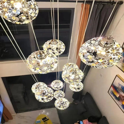 Modern Stainless Steel Petal Chandelier for Staircase  Seus Lighting