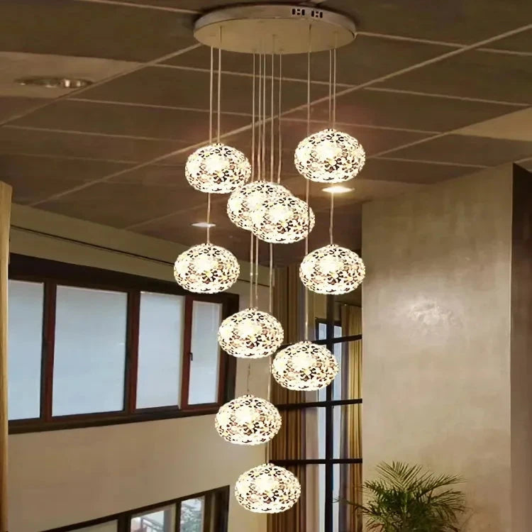 Modern Stainless Steel Petal Chandelier for Staircase  Seus Lighting