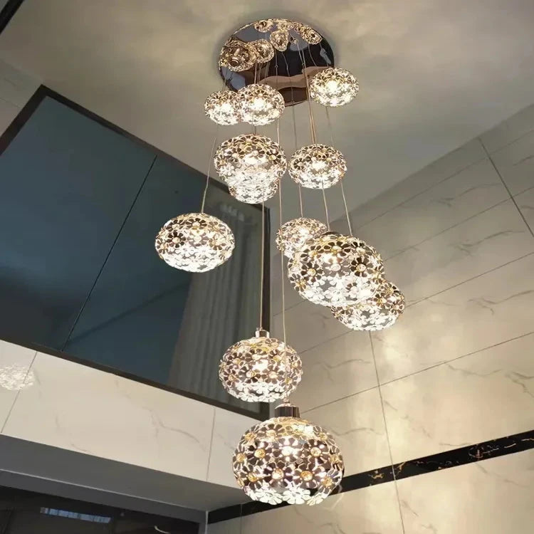 Modern Stainless Steel Petal Chandelier for Staircase  Seus Lighting