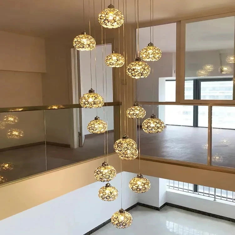 Modern Stainless Steel Petal Chandelier for Staircase  Seus Lighting