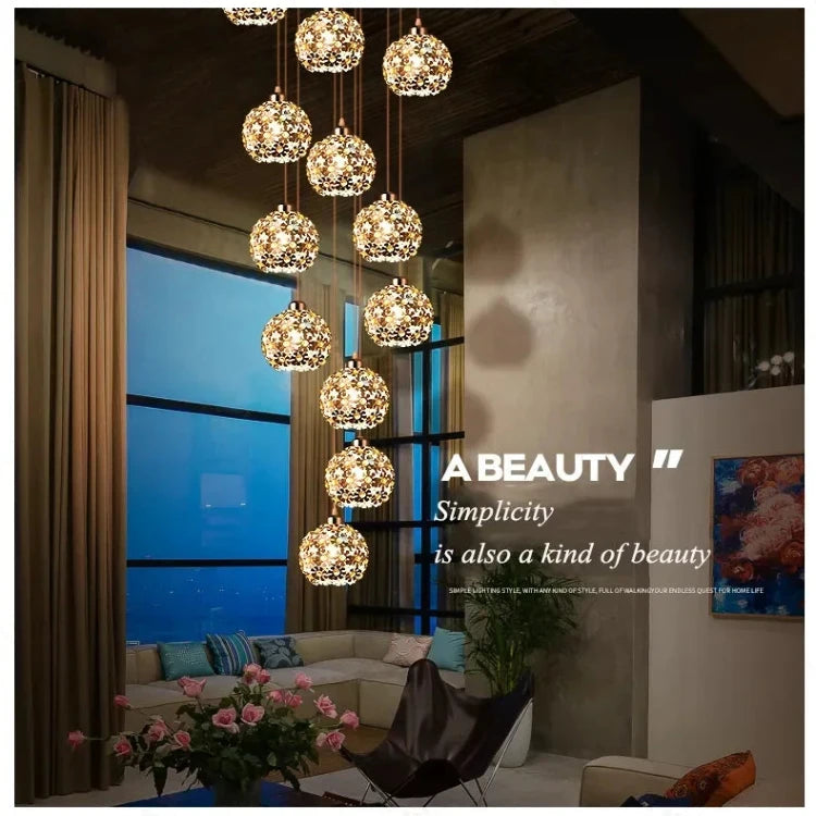 Modern Stainless Steel Petal Chandelier for Staircase  Seus Lighting