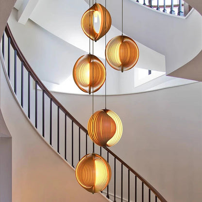 Nia Wood Staircase Chandelier  Seus Lighting