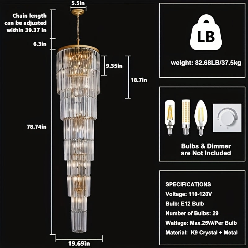 Oly Crystal Staircase Chandelier  Seus Lighting