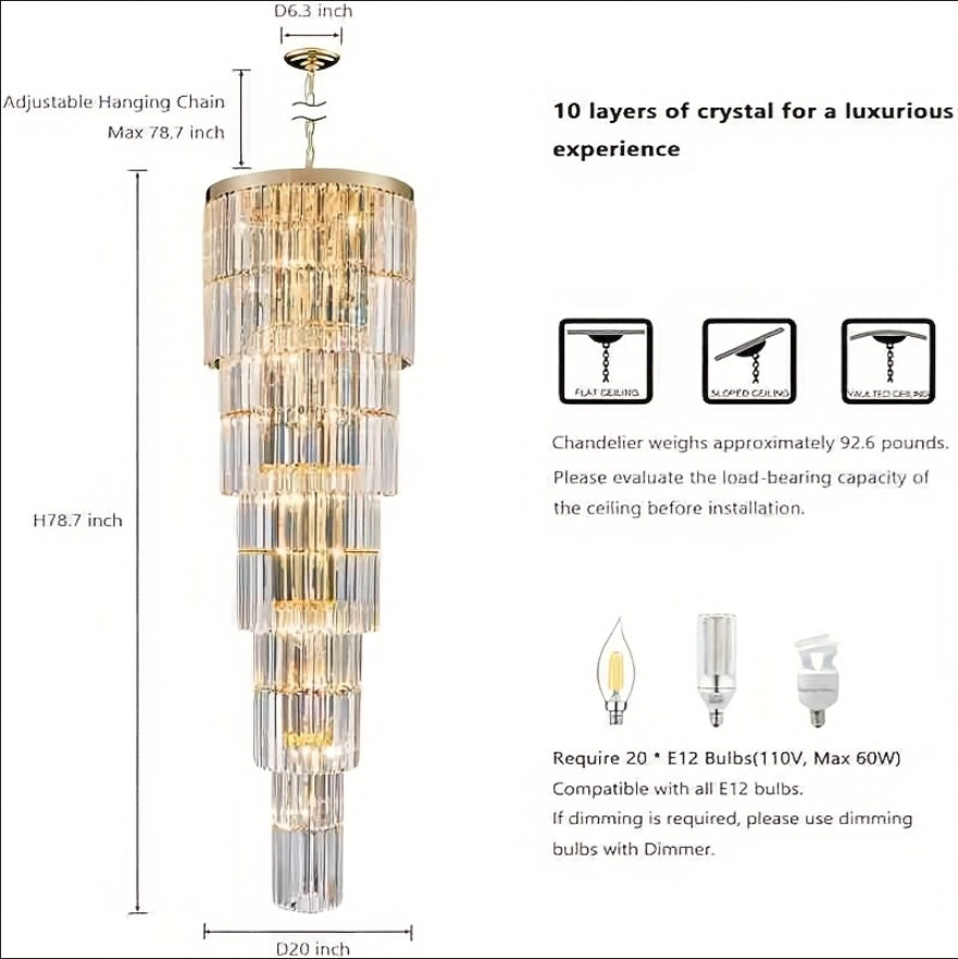 Oly Crystal Staircase Chandelier  Seus Lighting