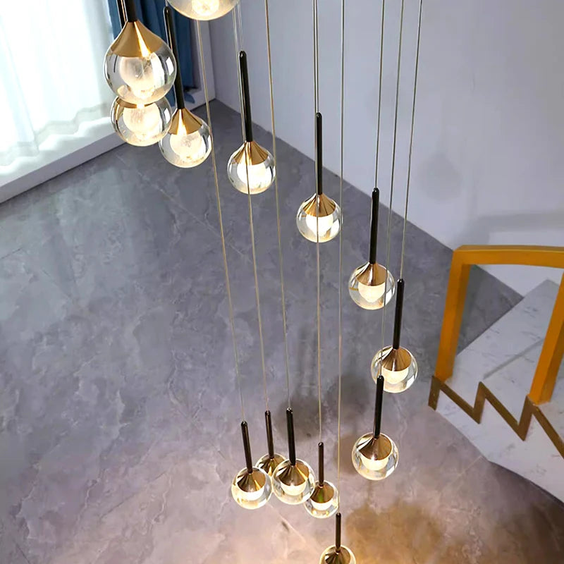 Pely Modern Crystal Stairway Chandelier - Ceiling Light  Seus Lighting