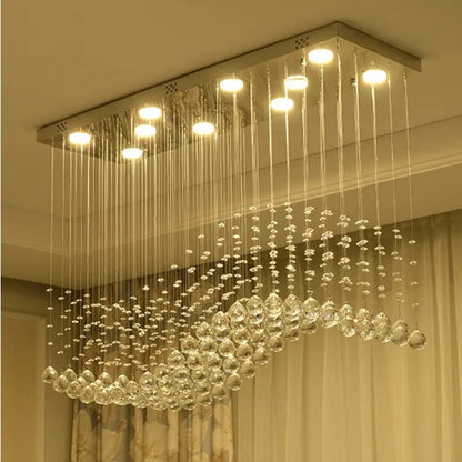 Raindrop Rectangular Crystal Chandelier For Dining Room