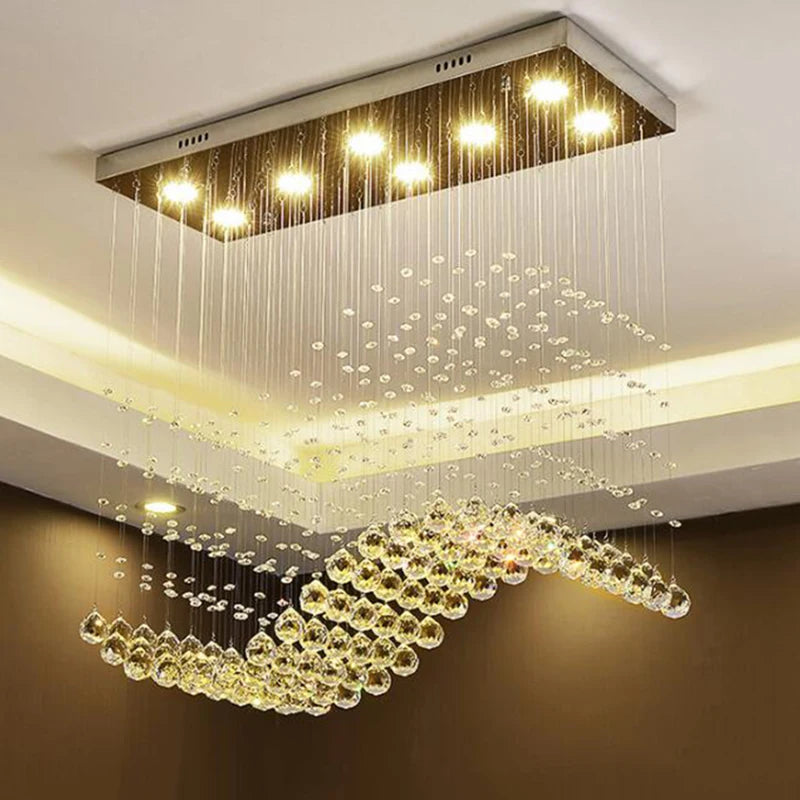 Raindrop Rectangular Crystal Chandelier For Dining Room  Seus Lighting