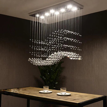 Raindrop Rectangular Crystal Chandelier For Dining Room  Seus Lighting