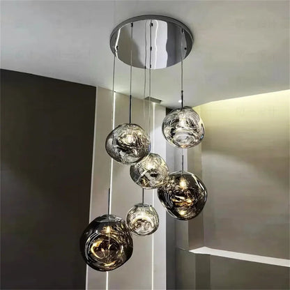 Ruby Contemporary Bubble Glass Pendant Chandelier  Seus Lighting