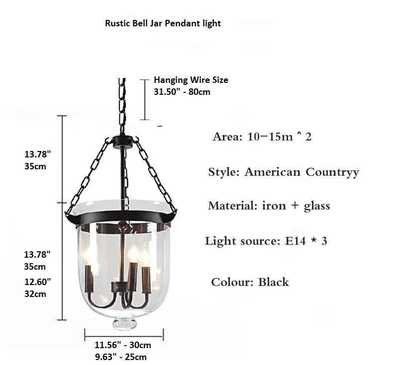 Rustic Bell Jar Pendant light  Seus Lighting