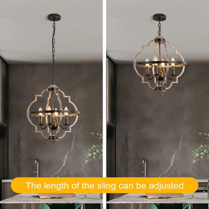 Rustic Metal Chandelier Lighting 4 Lights  Seus Lighting