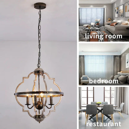 Rustic Metal Chandelier Lighting 4 Lights  Seus Lighting