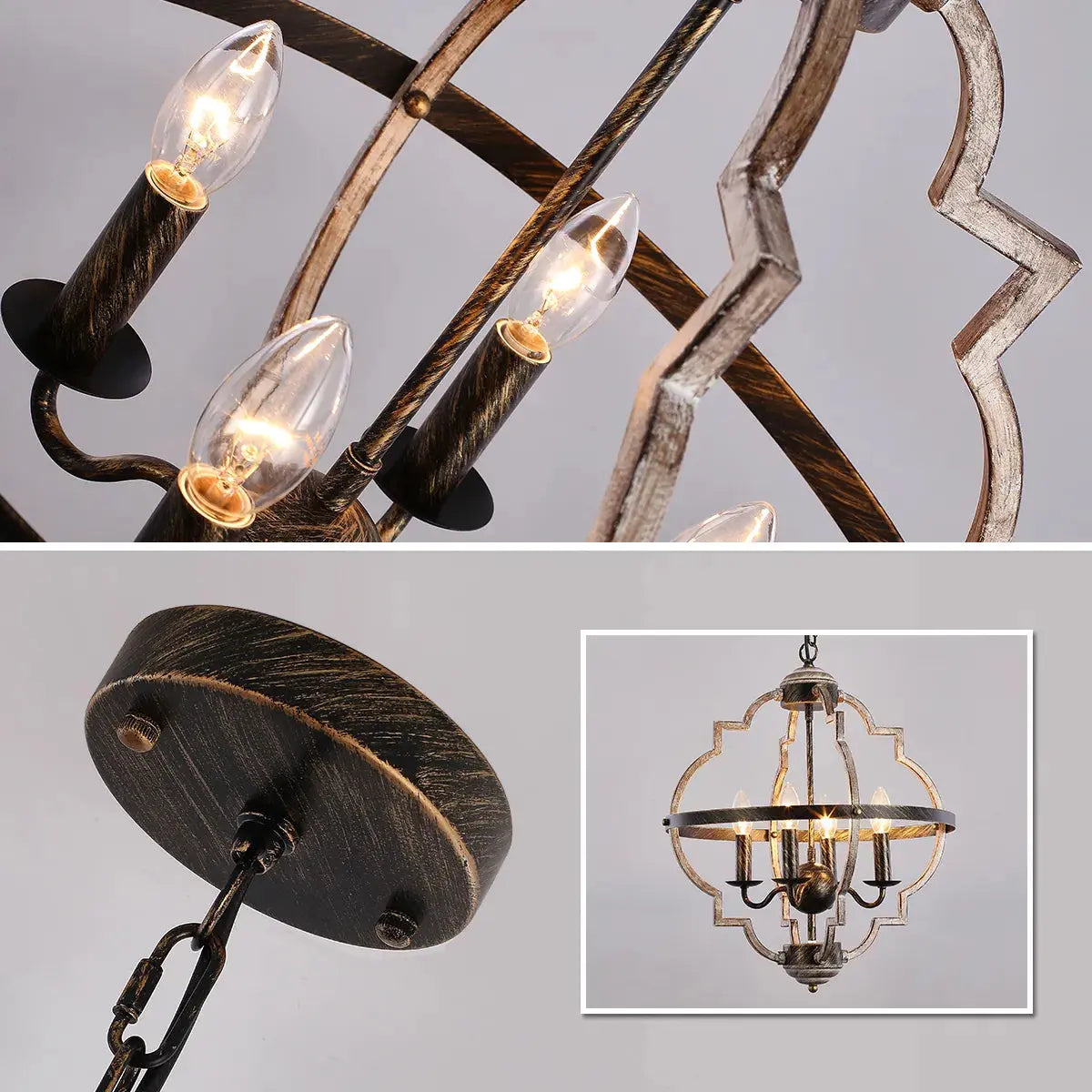 Rustic Metal Chandelier Lighting 4 Lights  Seus Lighting