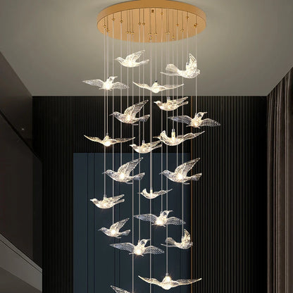 Spiral Long Led Chandelier for Staircase and Foyer  Seus Lighting