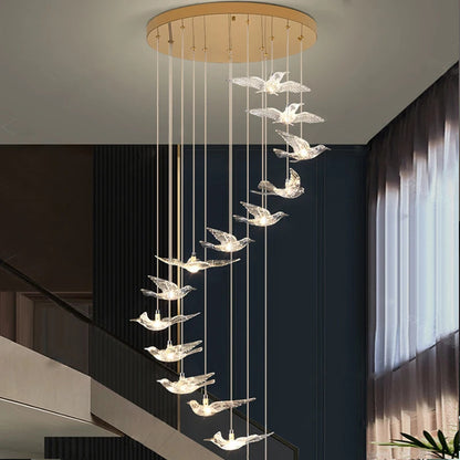 Spiral Long Led Chandelier for Staircase and Foyer  Seus Lighting