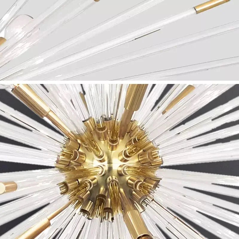 Sputnik Gold Crystal Dandelion Chandelier  Seus Lighting