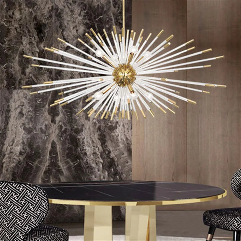 Sputnik Gold Crystal Dandelion Chandelier  Seus Lighting