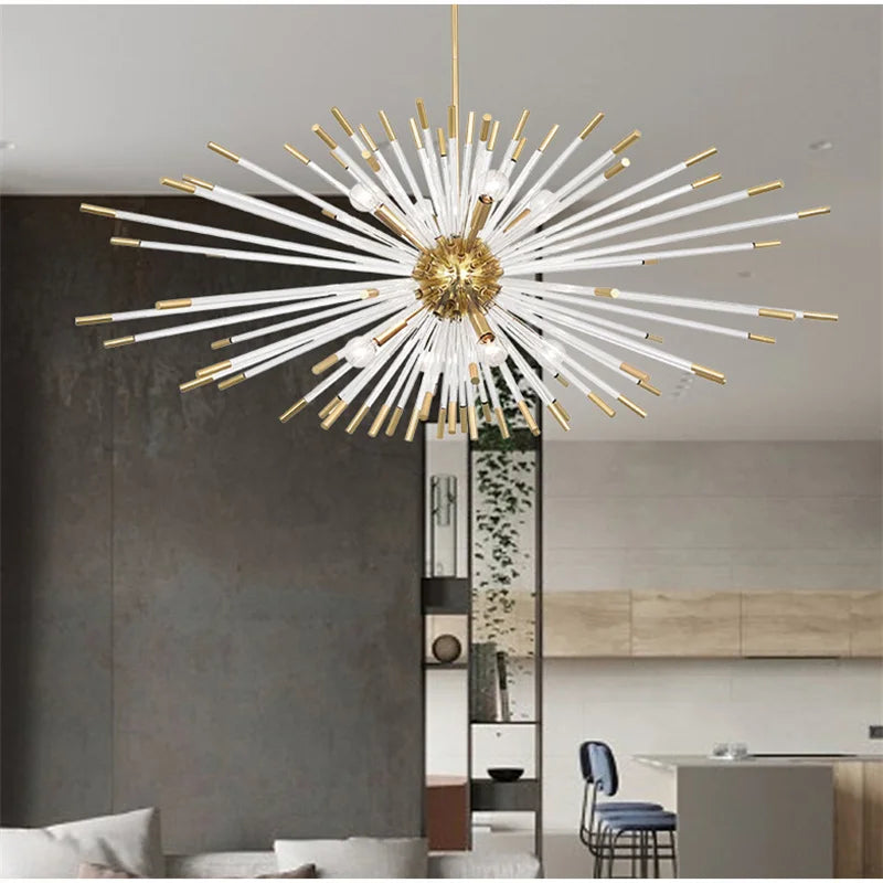 Sputnik Gold Crystal Dandelion Chandelier  Seus Lighting