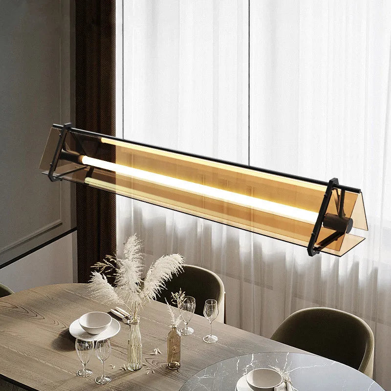 Susi Modern Linear Pendant Lamp Over Dining Table  Seus Lighting