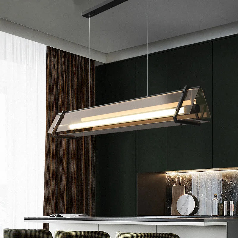 Susi Modern Linear Pendant Lamp Over Dining Table  Seus Lighting