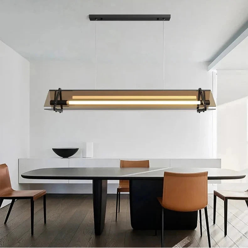 Susi Modern Linear Pendant Lamp Over Dining Table  Seus Lighting