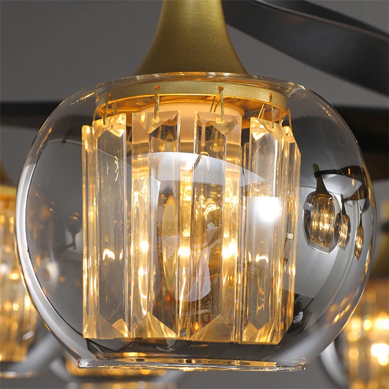 Tia Crystal Glass Globe Multi Light Chandelier  Seus Lighting