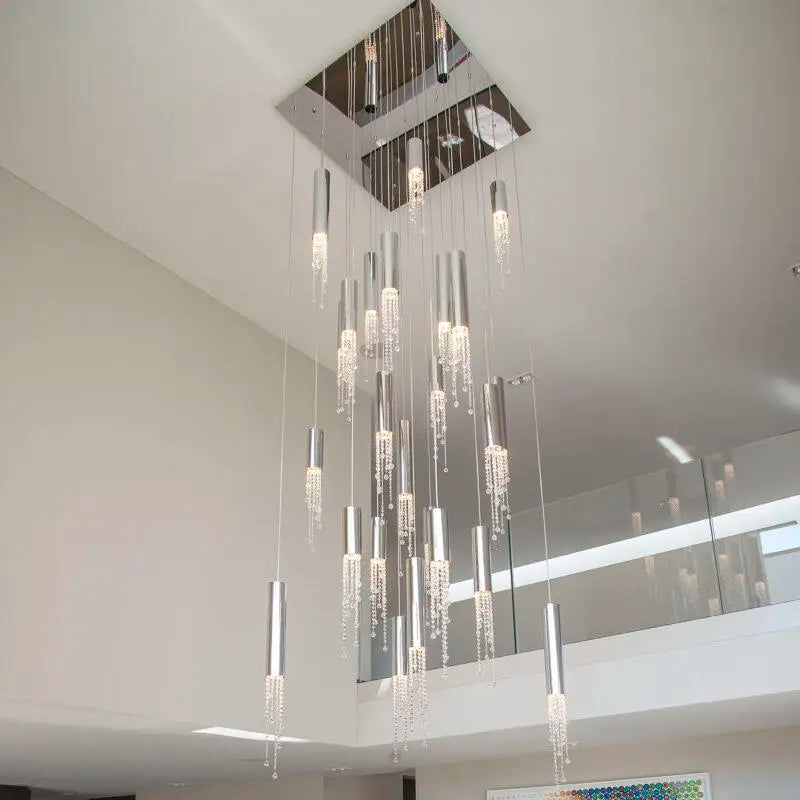 Ulas Modern Crystal Cascade LED Pendant Chandelier  Seus Lighting