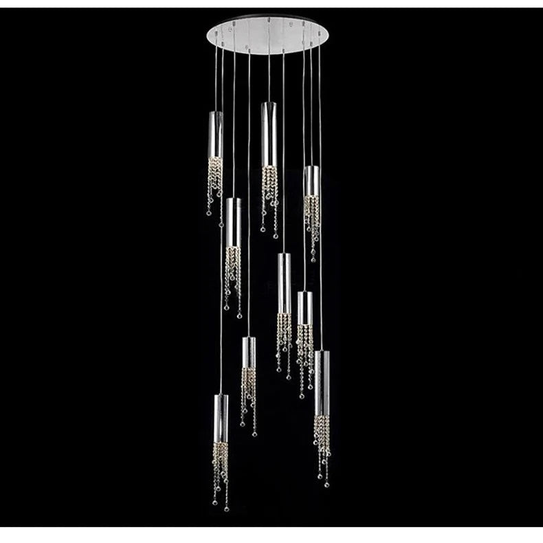 Ulas Modern Crystal Cascade LED Pendant Chandelier  Seus Lighting