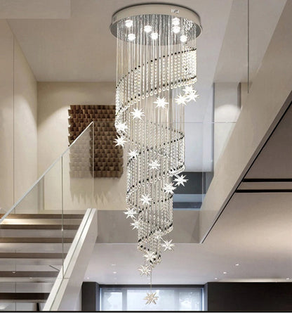 Vena Spiral Raindrop Crystal Chandelier for Staircase  Seus Lighting
