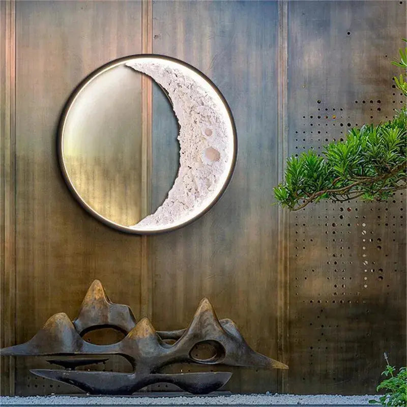 Aplique de pared exterior impermeable con forma de luna