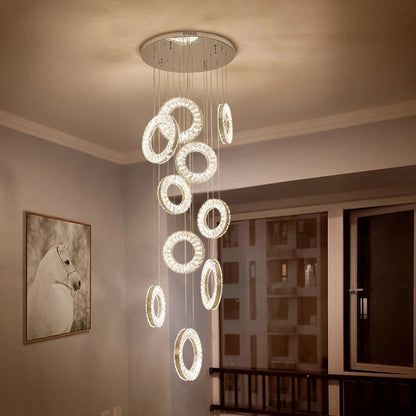 Yasmin Dimmable Crystal Ring Ceiling Light for Staircase  Seus Lighting