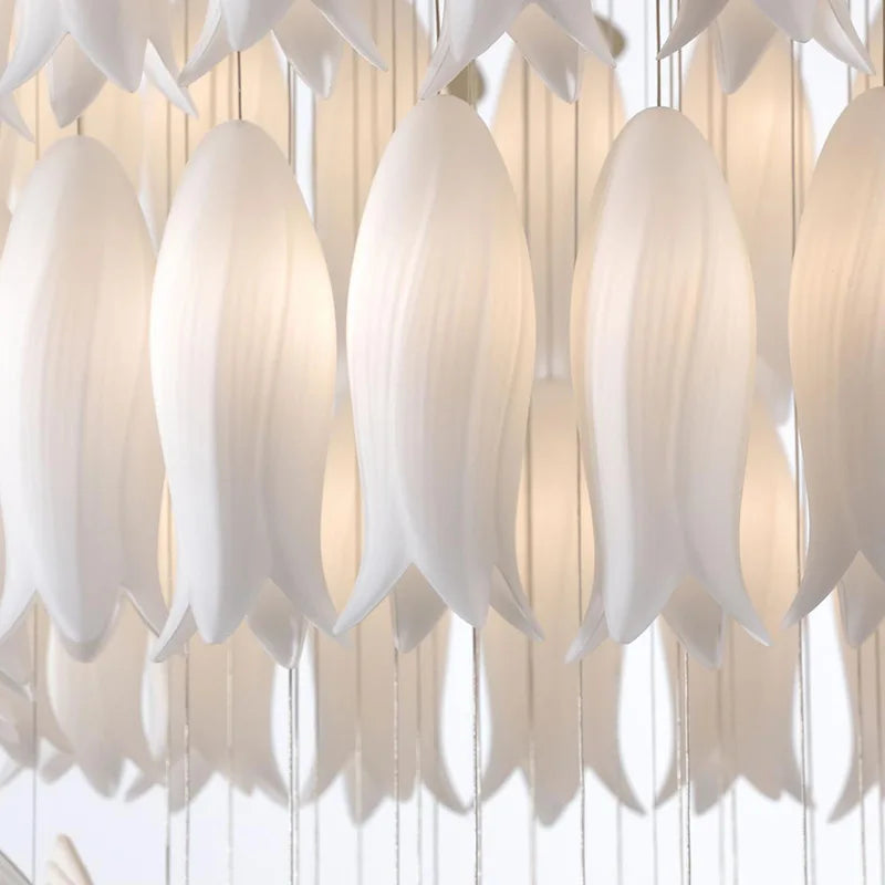 Yina White Ceramic Tulip Chandelier For Staircase  Seus Lighting